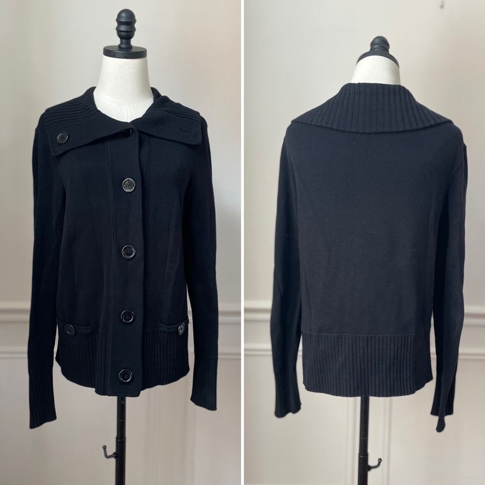 Jones New York Button Cardigan Cotton Black L